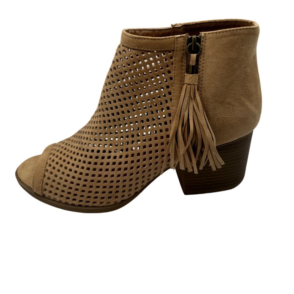 Women's Tan Peep Toe Ankle Bootie Size: 9 - Picture 4 of 6